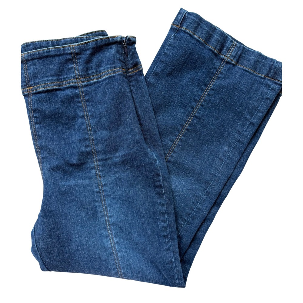 ME+EM Women Dark Wash Side Zip Wide Leg Seam Front Denim Jeans Size 30
